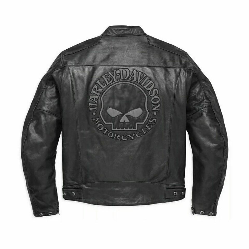 Harley Davidson Skull Leather Jacket – Men’s Genuine Cowhide Biker Riding Gear