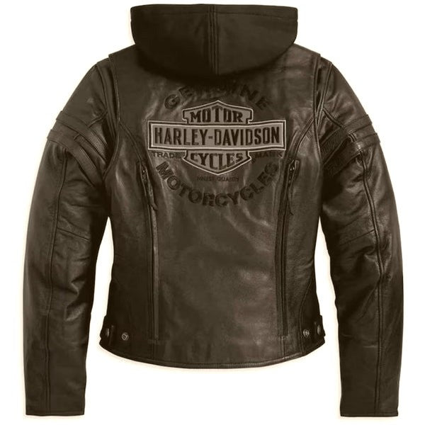 Harley Davidson Women’s Black Miss Enthusiast Triple Vent Cowhide Leather Jacket – Motorcycle Riding Gear