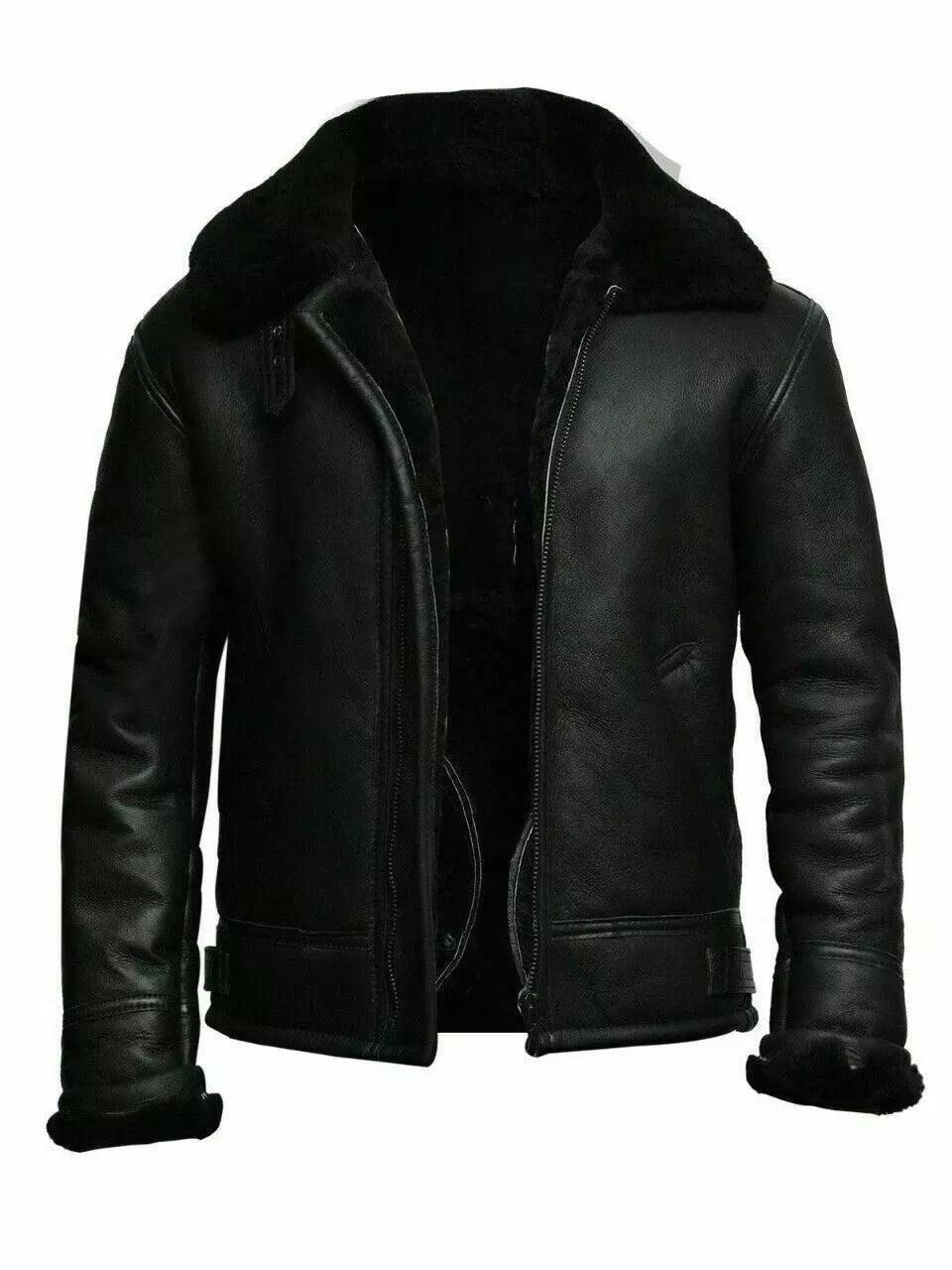 Men’s RAF Shearling Leather Jacket – Classic Aviator Bomber | Devil Jackets
