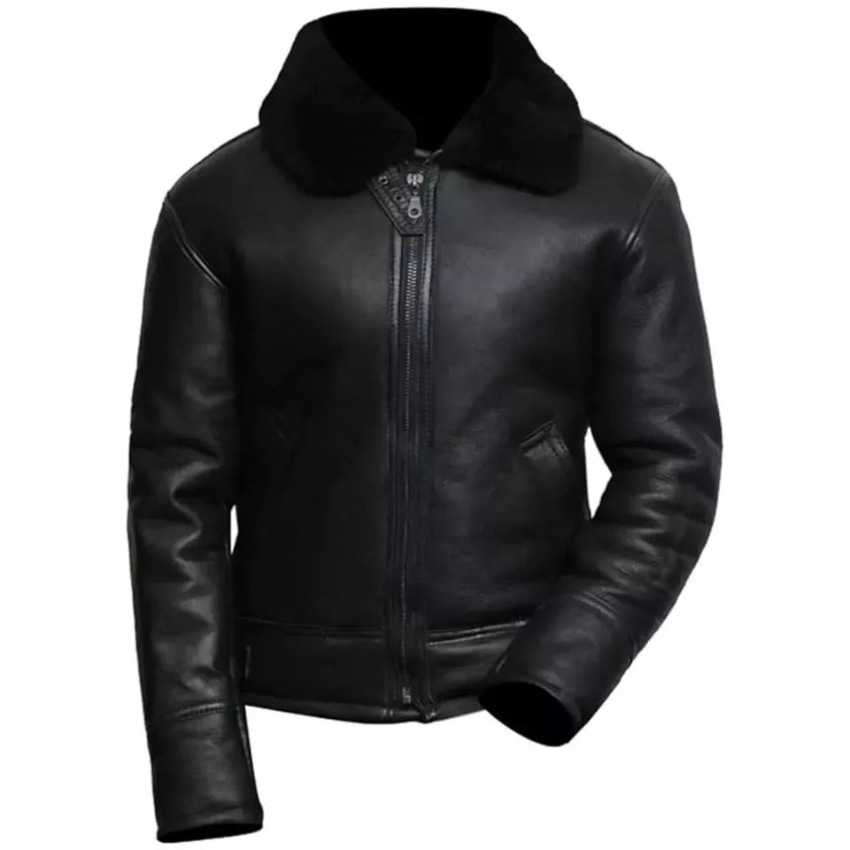 Men’s RAF Shearling Leather Jacket – Classic Aviator Bomber | Devil Jackets