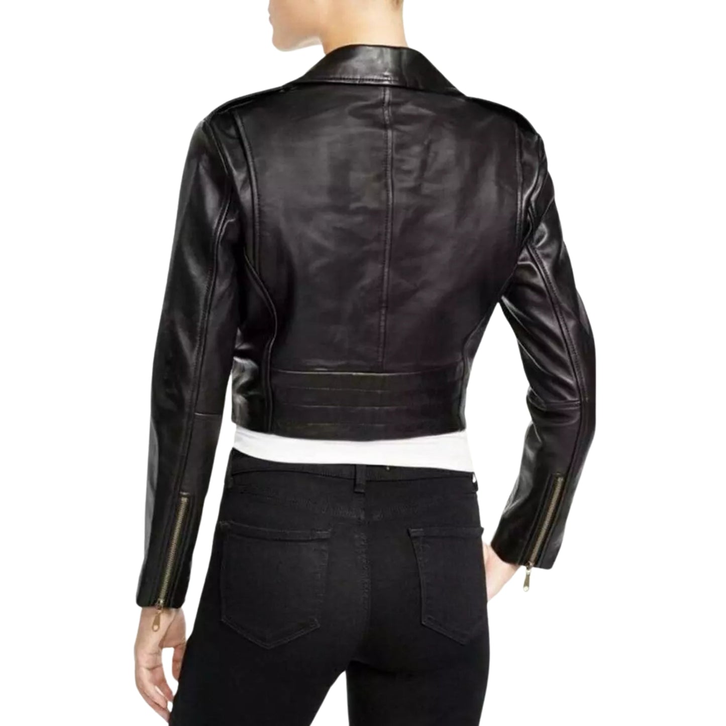 Women's Black Cropped Biker Jacket – Edgy & Stylish Genuine Leather