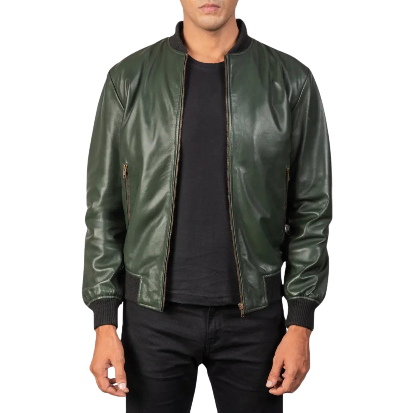 Green Leather Bomber Jacket – Bold, Stylish & Timeless