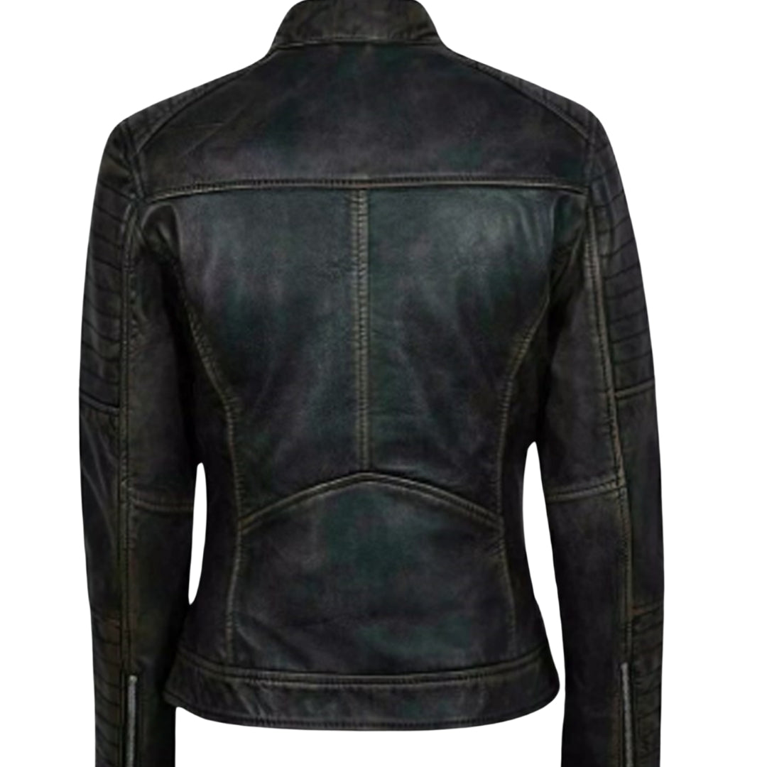 Women's Vintage Black Biker Leather Jacket – Classic Moto Style with Attitude