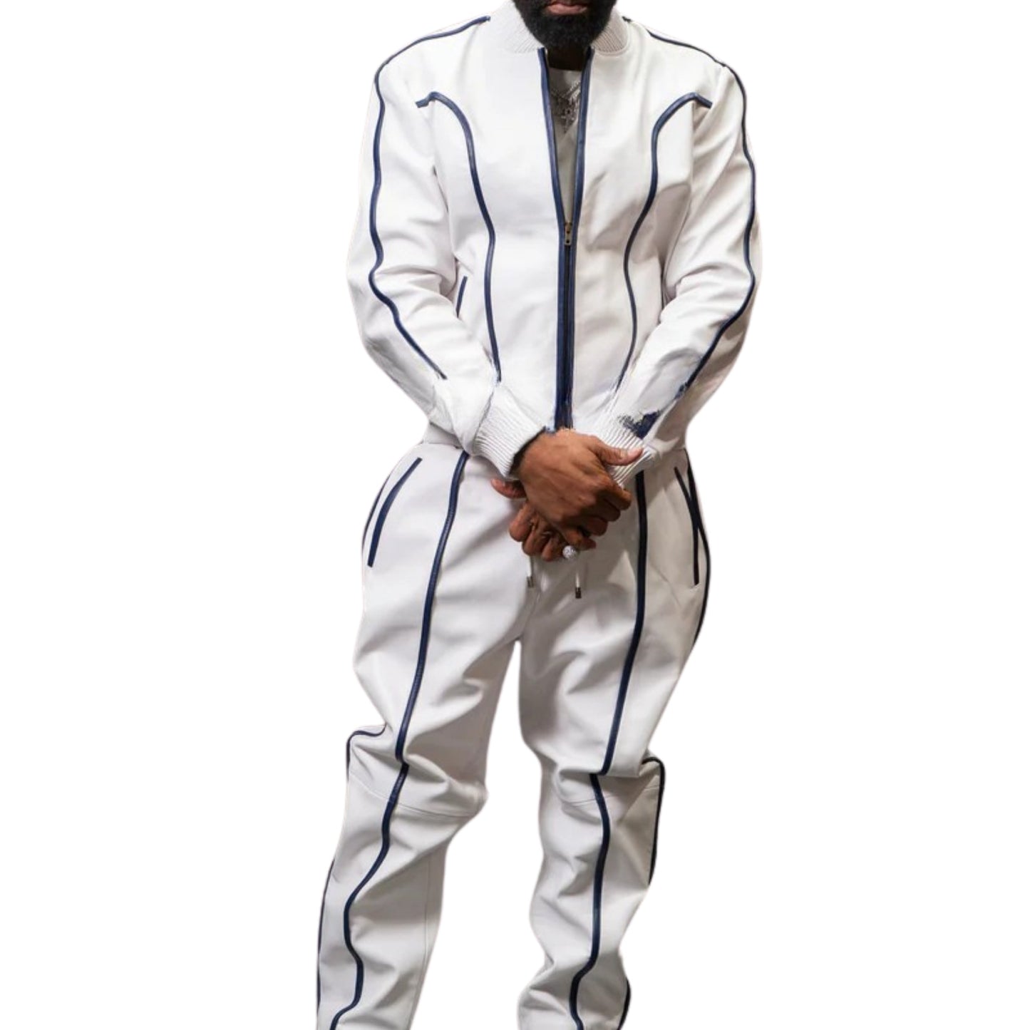 White Leather Tracksuit – Sleek, Bold & High-Fashion