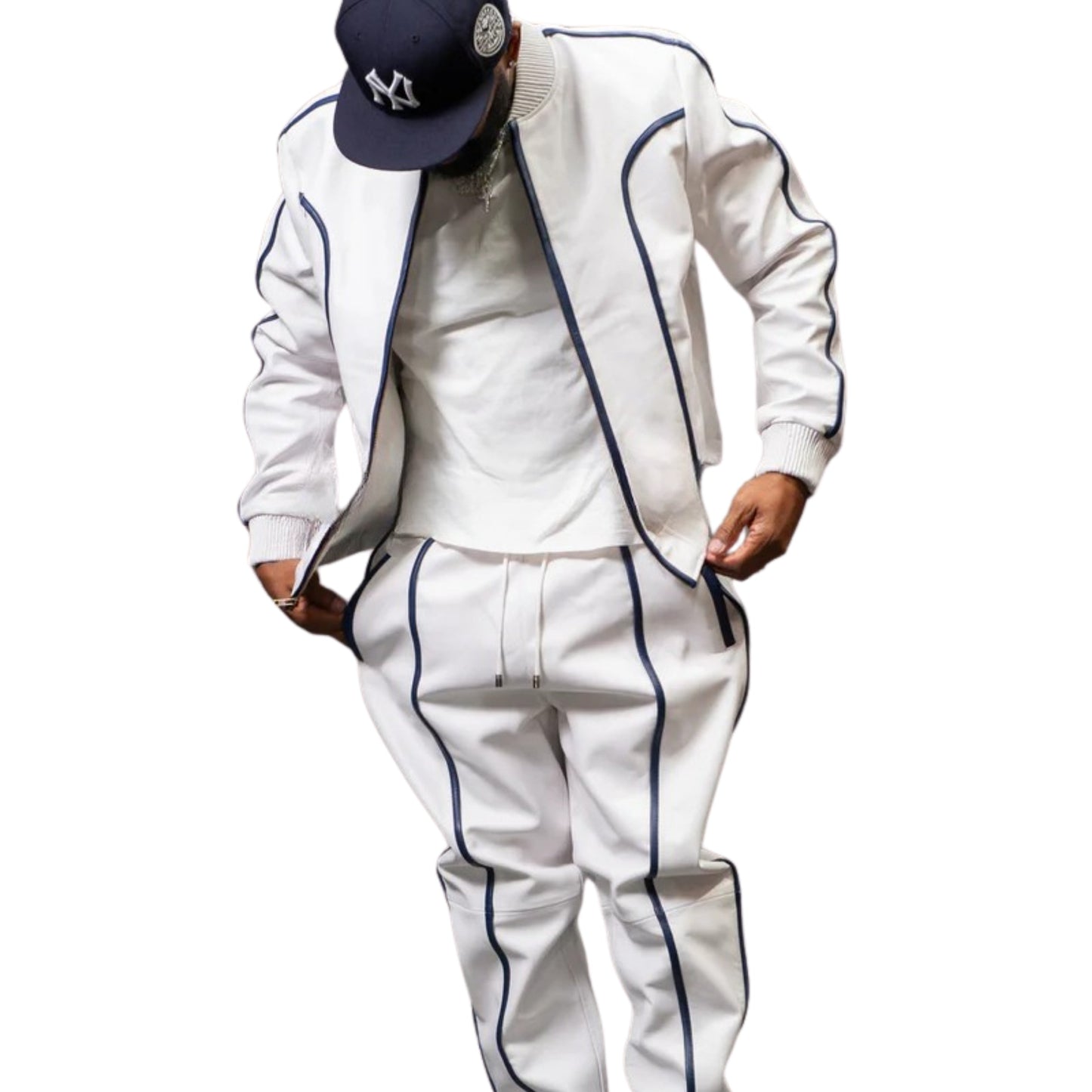 White Leather Tracksuit – Sleek, Bold & High-Fashion