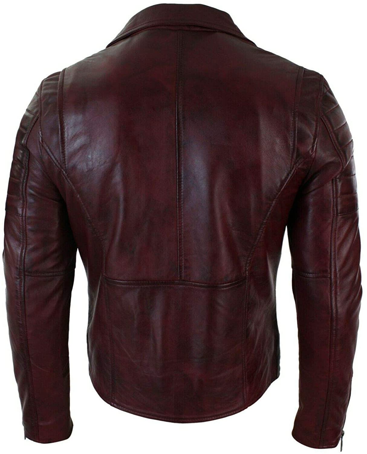 Men's Vintage Black Cross Zip Leather Biker Jacket