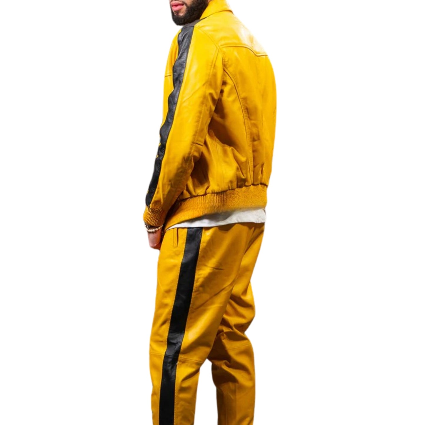 Yellow Leather Tracksuit – Bold, Trendy & Eye-Catching