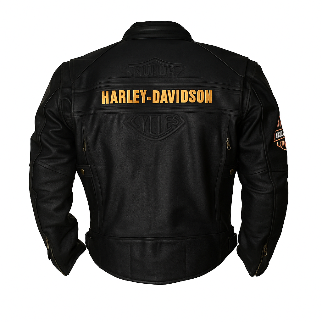 Harley Davidson Men’s Leather Jacket – Classic Black Cowhide Motorcycle Riding Gear