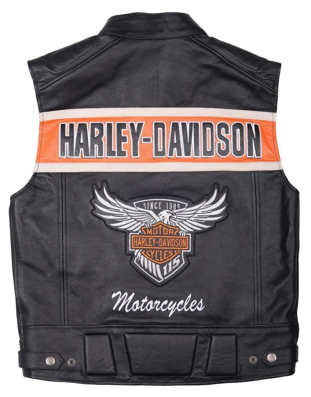 Harley Davidson Men’s Leather Vest – Classic Black Motorcycle Riding Gear
