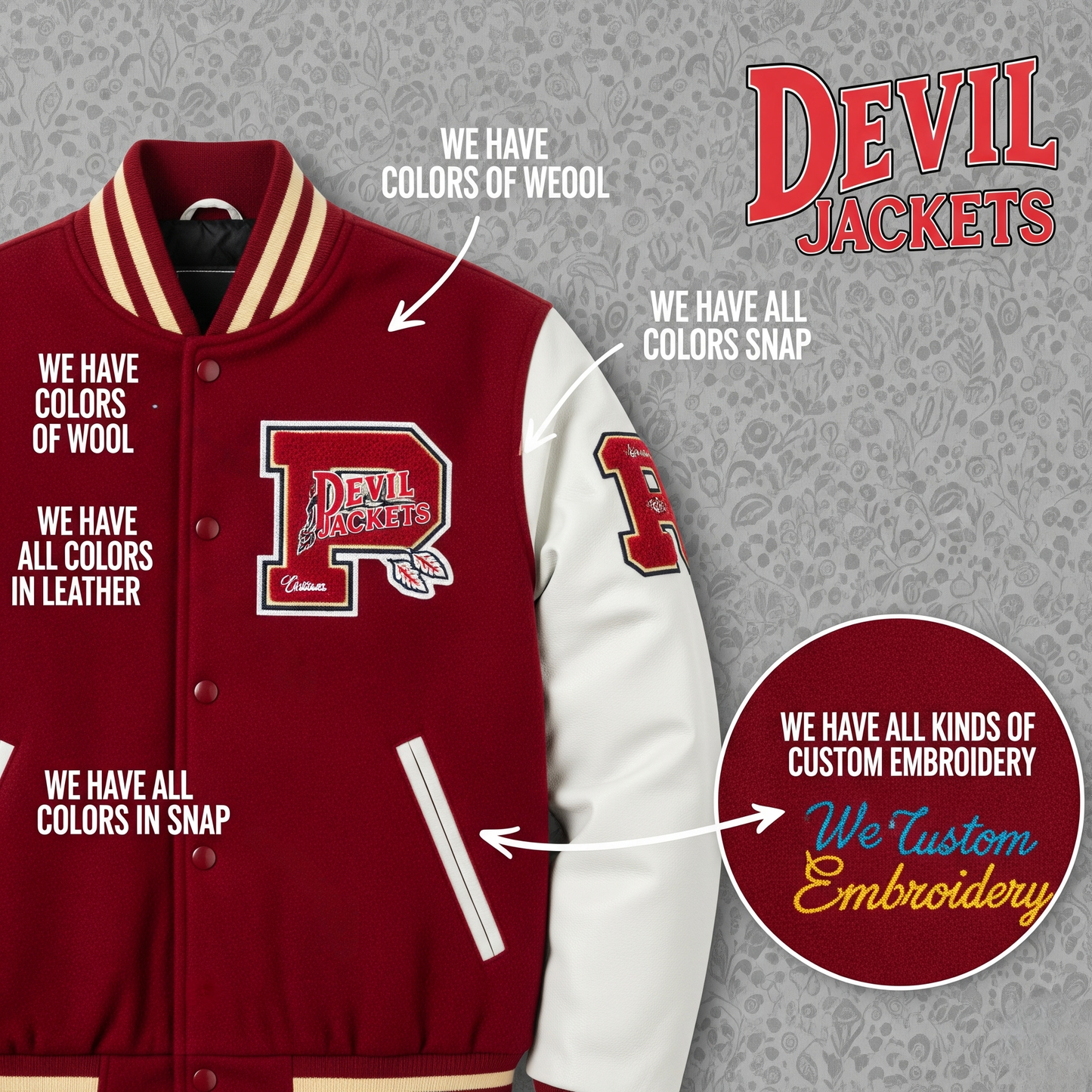 Devil Jackets Custom Varsity Jacket – Personalized Letterman Style for Teams & Individuals