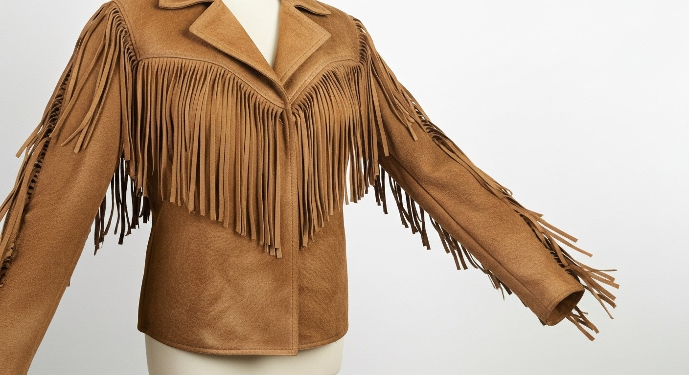 Women’s Tan Fringe Leather Jacket – Genuine Leather Western Moto Style