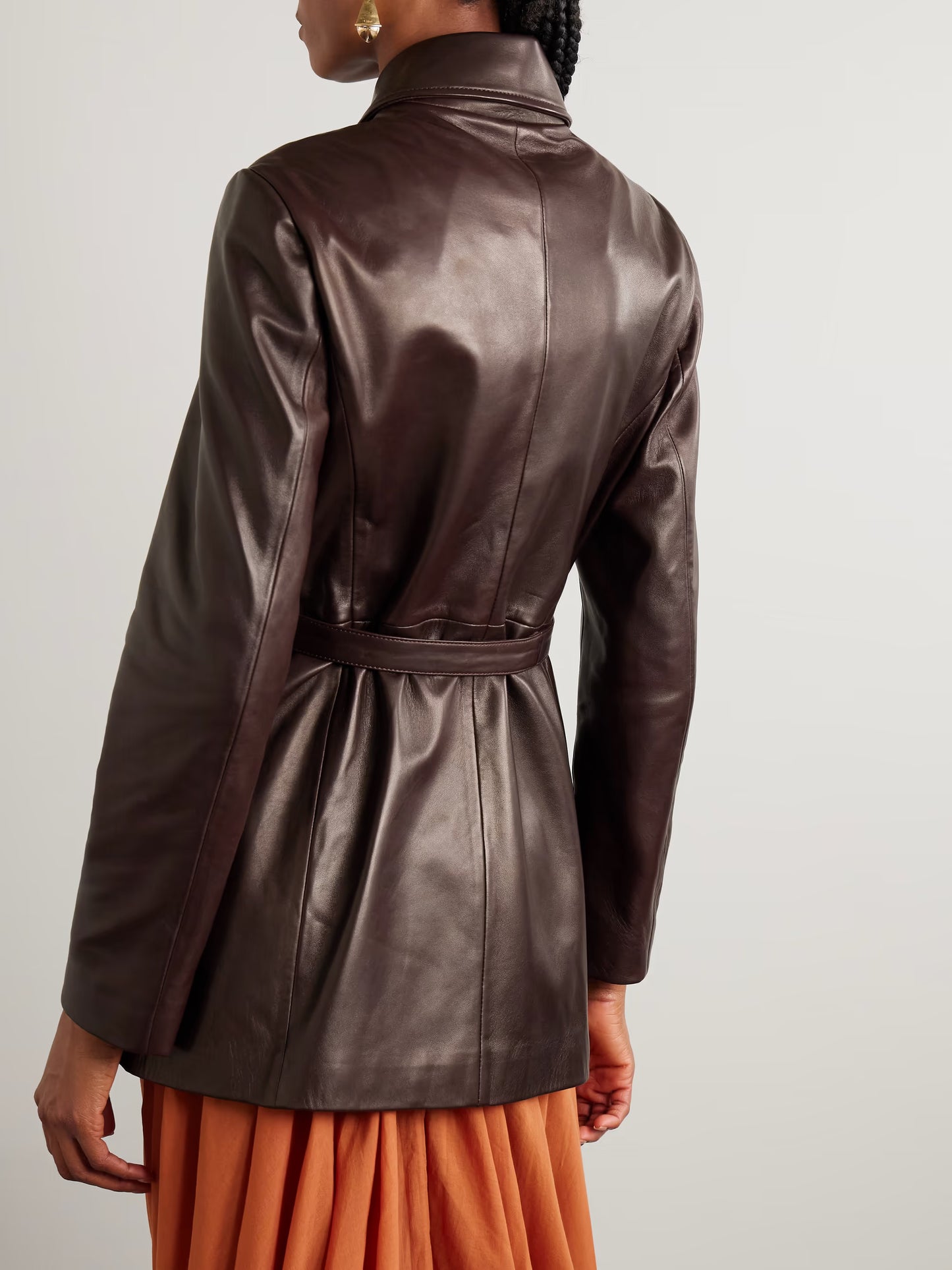 Women’s Belted Paneled Leather Jacket – Genuine Leather, Slim Fit Biker Style