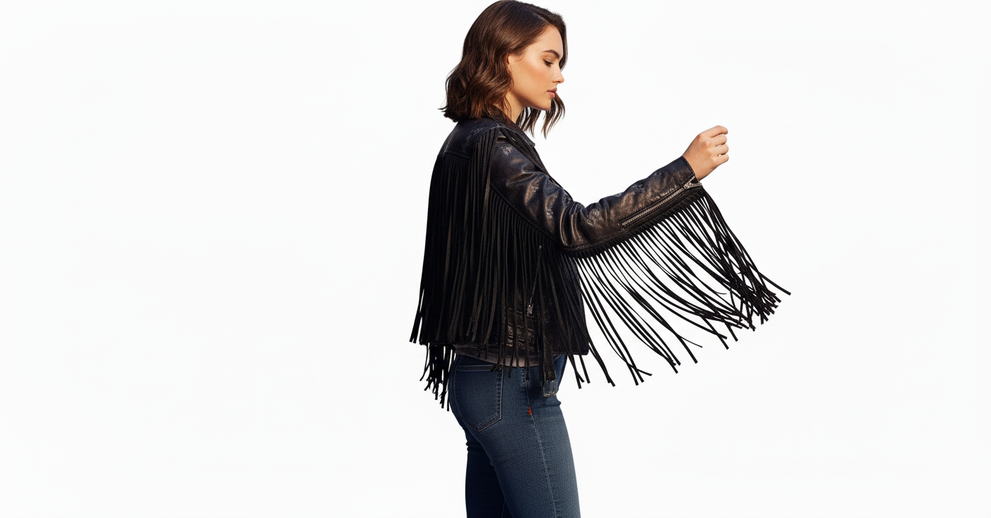 Women’s Fringe Leather Biker Jacket – Genuine Leather Moto Style
