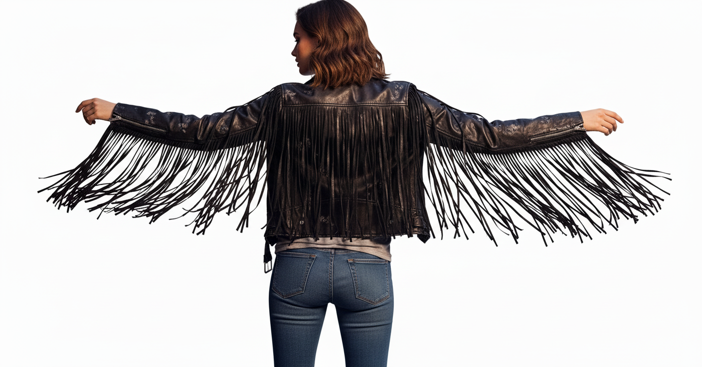 Women’s Fringe Leather Biker Jacket – Genuine Leather Moto Style